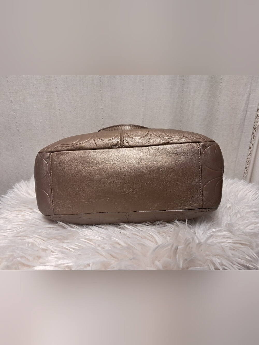 Vintage Y2K Coach Gallery Embossed Leather Tote Bag F20742 Metallic Like New - Picture 7 of 12